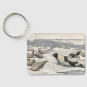 Harp-zegels in Arctische sneeuw door Louis Fuerte Sleutelhanger (Achterkant)