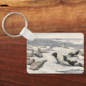 Harp-zegels in Arctische sneeuw door Louis Fuerte Sleutelhanger (Achterkant)