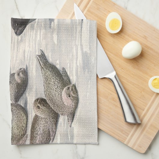 Harp-zegels in Arctische sneeuw door Louis Fuerte Theedoek (Quarter Fold)