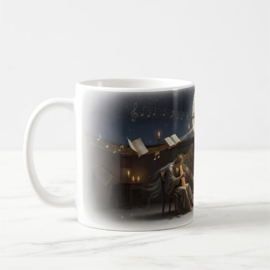 Harpe au Clair de Lune Muse Céleste Mug Nuit Levan (Gauche)