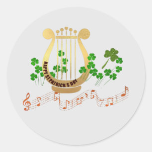 Harpe dorée, autocollant St. Patrick