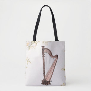 Harpe et sac fourre-tout à fleurs