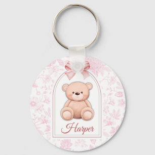Harper   Aangepaste Roze Teddybeer Nursery Design Sleutelhanger
