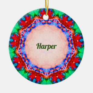 HARPER ~ Christmas Bord Fractal gepersonaliseerd Keramisch Ornament