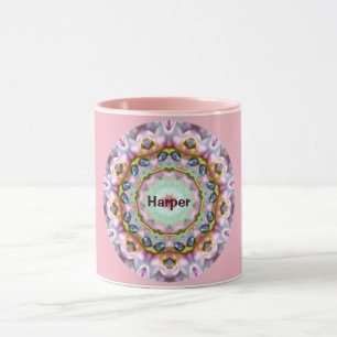 HARPER ~ Gepersonaliseerde Paua Shell fractal ~ Mok