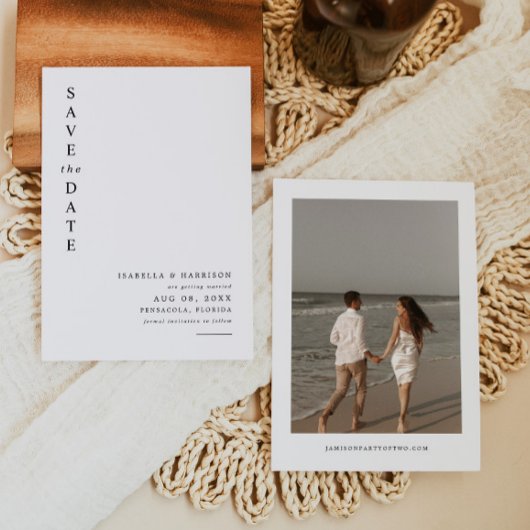 HARPER Moderne Eenvoudige Fotobruiloft Opslaan Dat Kaart