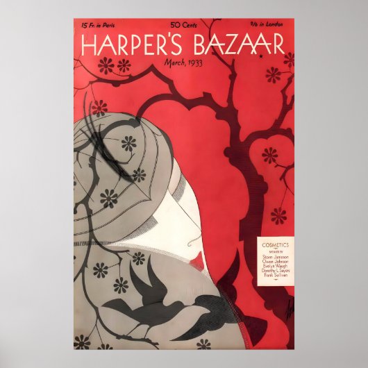 Harper's Bazaar mars 1933 AFFICHE IMPRIMÉE A2 Vint (Devant)