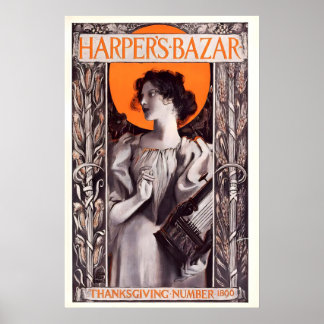 Harper's Bazaar Thanksgiving 1896 IMPRIMÉ AFFICHE