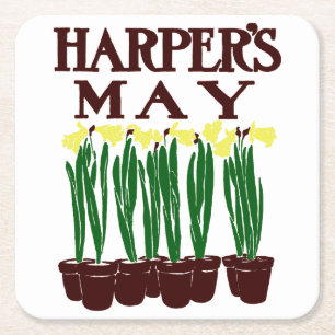Harper's Edward Penfield Daffodils uit 1899 Vierkante Kartonnen Onderzetter