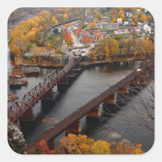 Harpers Ferry in the Fall Vierkante Sticker (Voorkant)