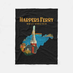 Harpers ferry landschap west virginia kaart retro fleece deken