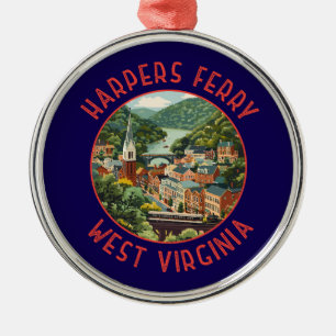 Harpers Ferry West Virginia Distressed Circle Vere Metalen Ornament
