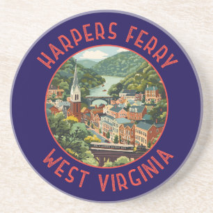 Harpers Ferry West Virginia Distressed Circle Vere Zandsteen Onderzetter