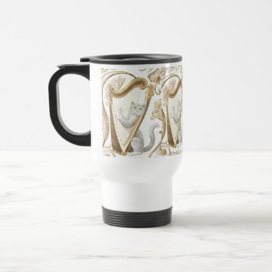 Harpist Cat Mug – Elegant Whimsy Reisbeker (Links)