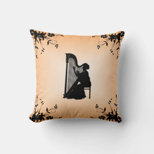 Harpist Music Silhouette American Mojo Throw Pillo Kussen