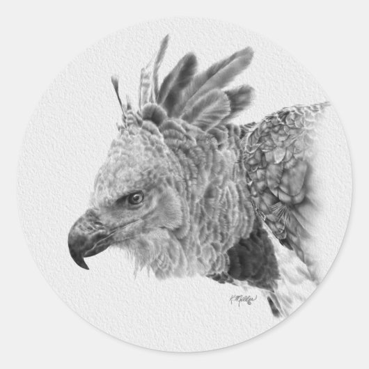 Harpy Eagle Drawing Ronde Sticker (Voorkant)
