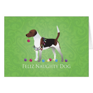 Harrier Beagle Feliz Naughty Dog-kerstkaart