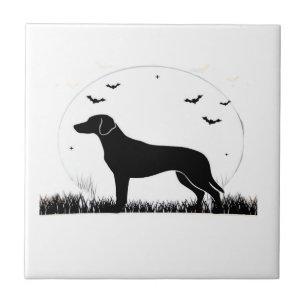 Harrier Dog � Halloween Maan Silhouette Klassiek T Tegeltje