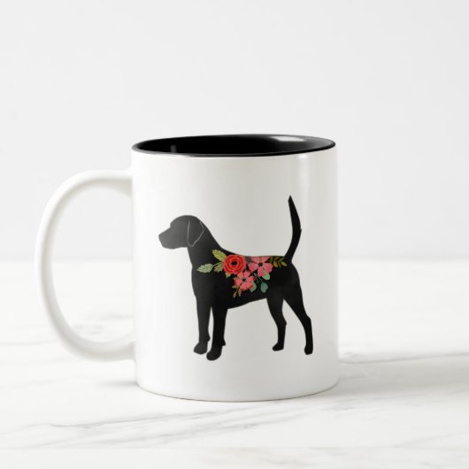 Harrier of Beagle Hondenras Boho Silhouette Tweekleurige Koffiemok (Links)