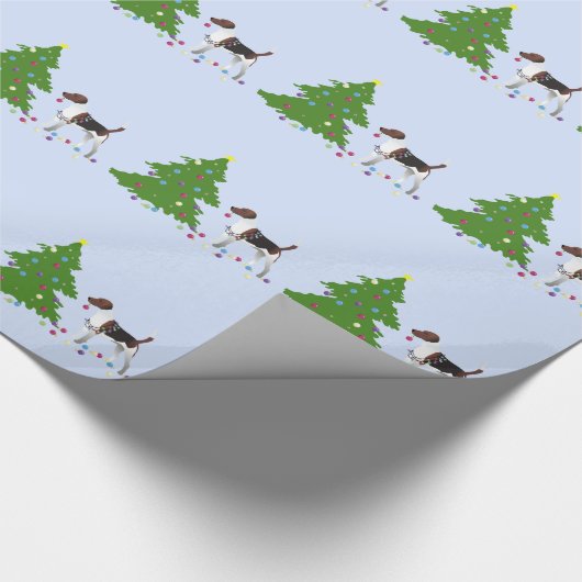 Harrier of Beagle Silhouette-kerstontwerp Cadeaupapier (Hoek)