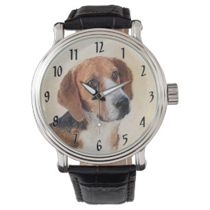 Harrier Painting - Cute Original Dog Art Horloge