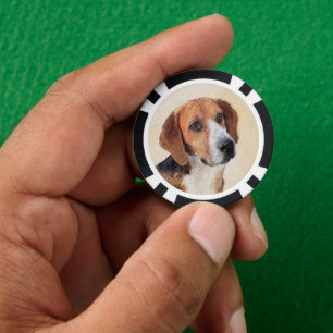 Harrier Painting - Cute Original Dog Art Poker Chips