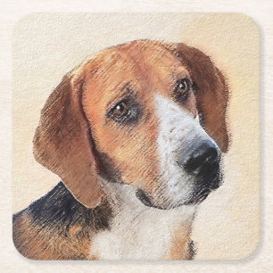 Harrier Painting - Cute Original Dog Art Vierkante Kartonnen Onderzetter