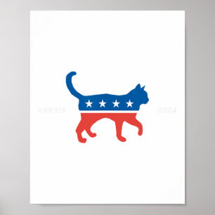 Harris 2024 Democraat Cat - Stem op Kamala W Elect Poster