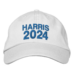Harris 2024 moderne blauwe typografie verkiezing geborduurde pet
