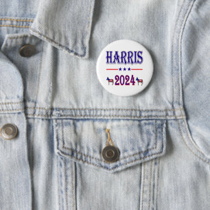 Harris 2024 Pres Democraat Ezels Vlag van de Veren Ronde Button 5,7 Cm