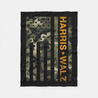Harris 2024 President USA Camouflage Dudes Walz Wa Fleece Deken
