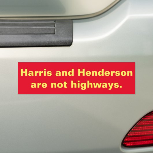 HARRIS EN HENDERSON BUMPERSTICKER (Op auto)