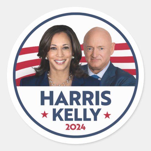 HARRIS KELLY 2024 RONDE STICKER (Voorkant)