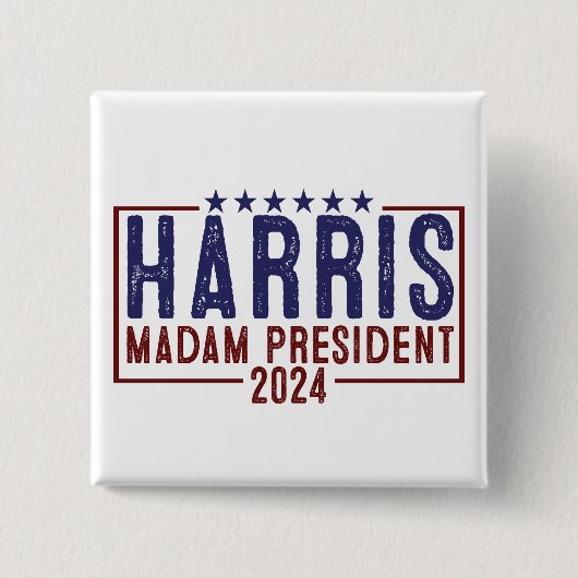 Harris Madam President 2024 Vierkante Button 5,1 Cm (Voorkant)