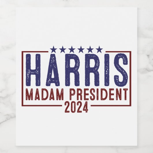 Harris Madam President 2024 Wijn Etiket (Enkel label)
