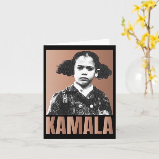 Harris Meisje Retro Zwarte Geschiedenis Zwarte Vr Kaart (Gele Bloem)