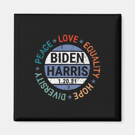 Harris Peace Love Equality Hope Diversity januari Magneet (Voorkant)