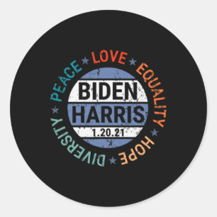Harris Peace Love Equality Hope Diversity januari Ronde Sticker