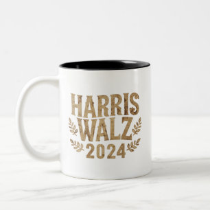 Harris Tim Walz Crest  Harris Waltz 2024 Tweekleurige Koffiemok