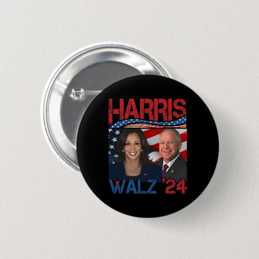 Harris Tim Walz Waltz 3 Ronde Button 5,7 Cm (Voorkant /achterkant)