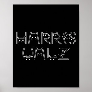 Harris Tim Walz Waltz Kat Letter Lettertype Ontwer Poster