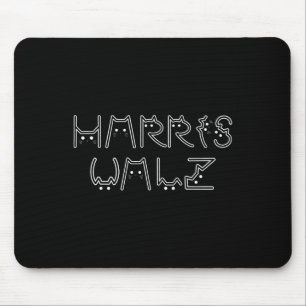 Harris Tim Walz Waltz Kat Letter Tekenontwerp 2024 Muismat