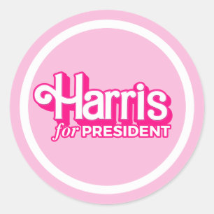Harris voor President Pink Style Ronde Sticker
