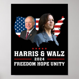 Harris W 2024 Vrijheid Hoop Eenheid Politieke Kama Poster