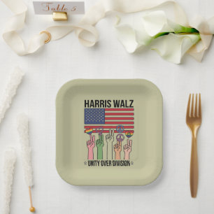 Harris Waltz 2024 Eénheid Boven Verdeeldheid Papieren Bordje