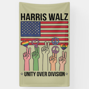 Harris Waltz 2024 Eénheid Boven Verdeeldheid Spandoek