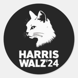 Harris Waltz 2024 Verkiezing Grappig Cat Kamala Ti Ronde Sticker
