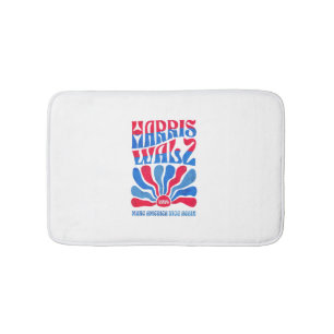 Harris Walz 2024 Boho Groovy Retro rood Blu Badmat