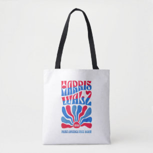 Harris Walz 2024 Boho Groovy Retro rood Blu Draagtas