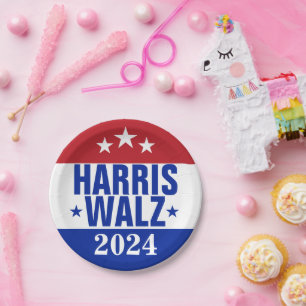Harris Walz 2024 Campaign Red Blue Papieren Bordje